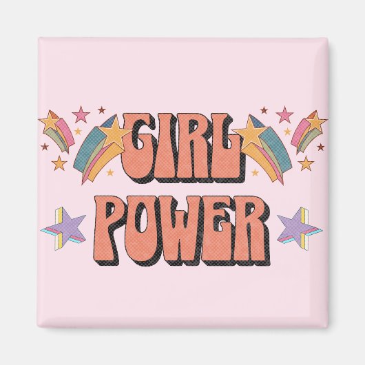 Meisje Power tekst ontwerp met sterren Magneet (Voorkant)
