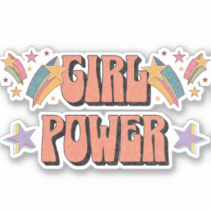 Meisje Power tekst ontwerp met sterren Sticker