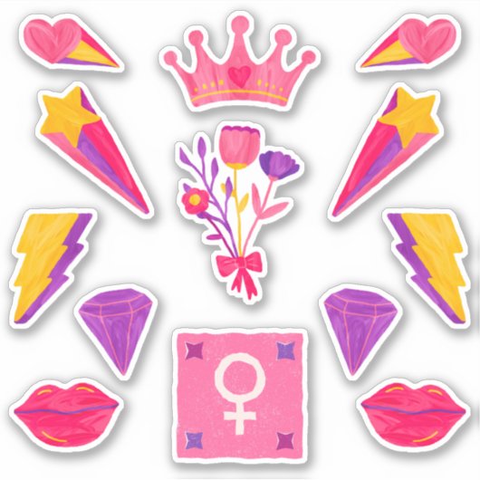 Meisje Power Vrouwen Empowerment Sticker Pack (Voorkant)