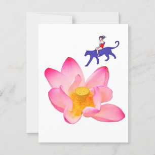 Meisje, Puma en Lotus Briefkaart