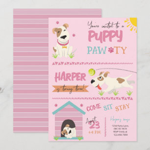 Meisje Puppy Verjaardag Pawty Kaart