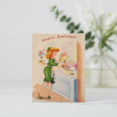 Meisje Raaminkopen Kijkend Verjaardagskaart Kaart (Staand voorkant)