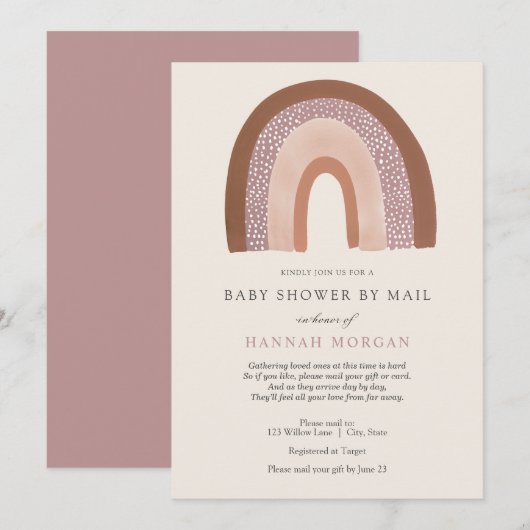 Meisje Rainbow Baby shower per Mail uitnodiging (Voorkant / Achterkant)