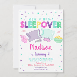 Meisje Rainbow Sleepover Slumber Party Verjaardag Kaart