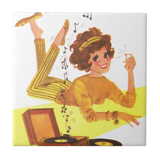 Meisje Record spellen van 60 Tegeltje (Voorkant)