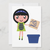 Meisje Recycling Pizza Box Fun Eco-vriendelijk Kaart (Voorkant)