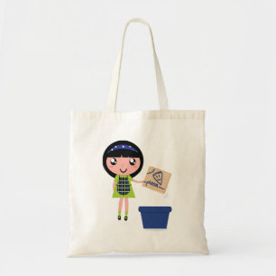 Meisje Recycling Pizza Box Fun Eco-vriendelijk Tote Bag