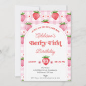 Meisje Red Daisy Strawberry Berry Sweet 1e verjaar Kaart (Voorkant)