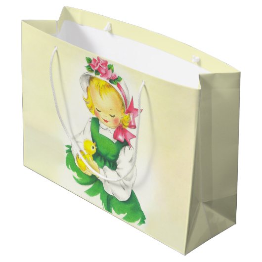 Meisje Retro Schattige Groot Cadeauzakje (Achterkant Gekanteld)