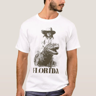 Meisje rijdt op Alligator Rare Florida Krokodil T-shirt