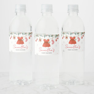 Meisje Rode Kerstman Kerst Baby Shower Waterfles Etiket