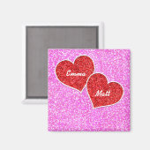MEISJE ROOD HART ROZE GLITTER MAGNEET (Voorkant / Achterkant)