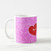 MEISJE ROOD HART ROZE GLITTER MOK (Links)