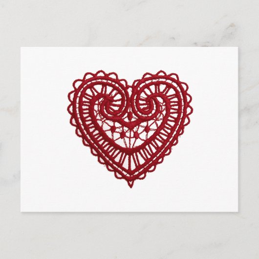  meisje Rood Lace Heart Briefkaart (Voorkant)