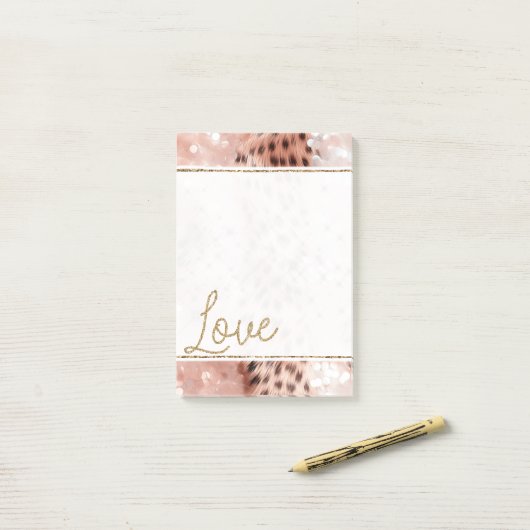  Meisje Roos Goud Leopard Bokeh Post-it® Notes (Op bureau)