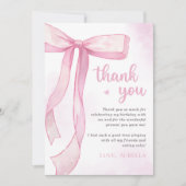 Meisje Roze Boog Verjaardagsfeest Bedankkaart (Voorkant)