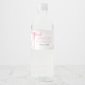 Meisje Roze Bow 1e Verjaardagsfeest Waterfles Etiket (Voorkant)