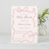 Meisje Roze Bow Funky Hand-getrokken Baby shower Kaart (Staand voorkant)