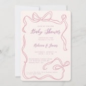 Meisje Roze Bow Funky Hand-getrokken Baby shower Kaart (Voorkant)