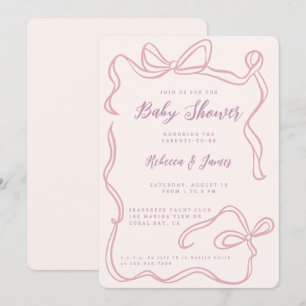 Meisje Roze Bow Funky Hand-getrokken Baby shower Kaart