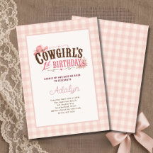 Meisje Roze Cowgirl Gingham Foto 1e Verjaardag
