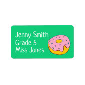 Meisje roze donut naam school boek labels (Voorkant)