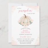 Meisje Roze en Gouden Pompoen Baby shower Kaart (Voorkant)