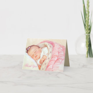  Meisje Roze Goud Baby shower Dank u Bedankkaart
