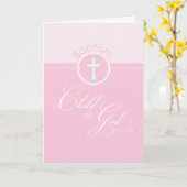 Meisje Roze Kind van God Doop Gefeliciteerd Kaart (Gele Bloem)
