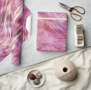 Meisje Roze Parel Roos Gouden Glam Cadeaupapier