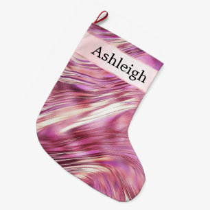 Meisje Roze Parel Roos Gouden Glam Grote Kerstsok