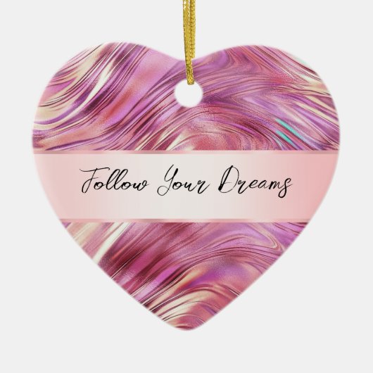 Meisje Roze Parel Roos Gouden Glam Keramisch Ornament (Voorkant)