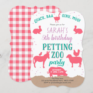 Meisje, Roze, Petting Zoo, Farm Animals, Birthday Kaart