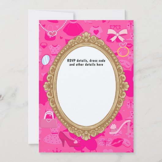 Meisje roze retro pop laten we gaan feestje verjaa kaart (Achterkant)