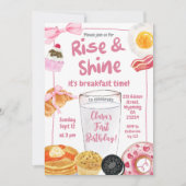 Meisje Roze Rise en Shine Verjaardagsfeest Kaart (Voorkant)
