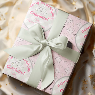 Meisje Roze Schattige Geesten Baby Halloween 1e Ve Cadeaupapier