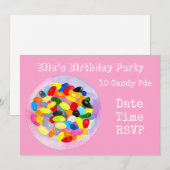 Meisje roze snoep verjaardagsfeestje uitnodiging (Voorkant / Achterkant)