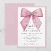 Meisje Roze Strik Baby Shower Kaart (Voorkant / Achterkant)