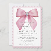 Meisje Roze Strik Baby Shower Kaart (Voorkant)