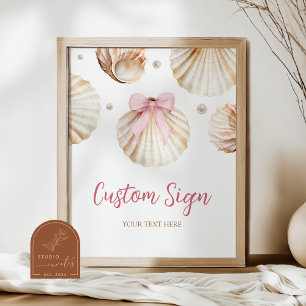 Meisje Roze Strik Schelp Baby Shower Aangepast Bor Poster