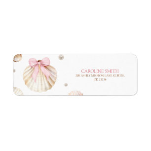 Meisje Roze Strik Schelp Baby Shower Adreslabel Etiket