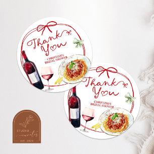 Meisje Roze Strik Schelp Baby Shower Bedankt Stick Ronde Sticker