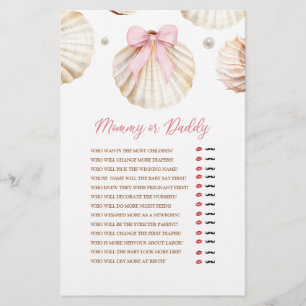 Meisje Roze Strik Schelp Baby Shower Mamma of Papa