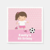 Meisje Roze Voetbal Verjaardagsfeest Levert Servet (Voorkant)