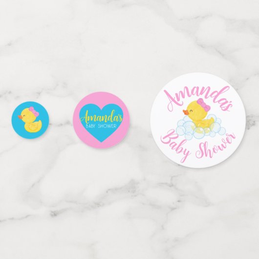 Meisje Rubber Duck Gepersonaliseerd Baby shower Co Confetti (Achterkanten)