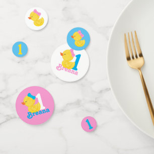 Meisje Rubber Duck Gepersonaliseerde Verjaardag Co Confetti
