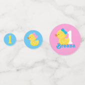 Meisje Rubber Duck Gepersonaliseerde Verjaardag Co Confetti (Achterkanten)