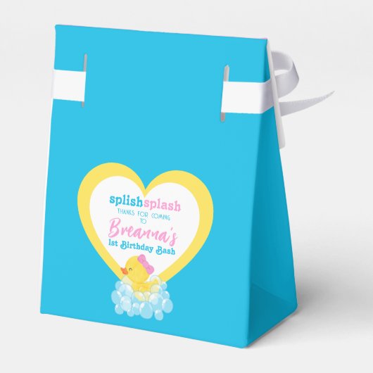 Meisje Rubber Duck Verjaardag Douche Treat Bedankdoosjes (Achterkant)