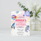 Meisje Ruimtevaarder Buitenruimte Raket Ruimtevaar Briefkaart (Staand voorkant)