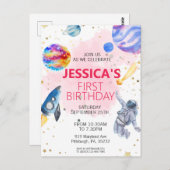 Meisje Ruimtevaarder Buitenruimte Raket Ruimtevaar Briefkaart (Voorkant / Achterkant)